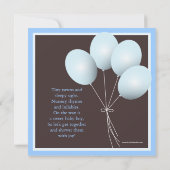 Elegant Baby shower Blue Balloons Uitnodiging (Achterkant)
