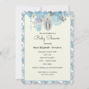 Elegant Baby shower Blue Floral Religies Kaart