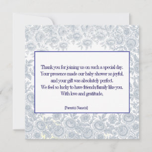 Elégant Baby shower Blue Toil Vintage Merci