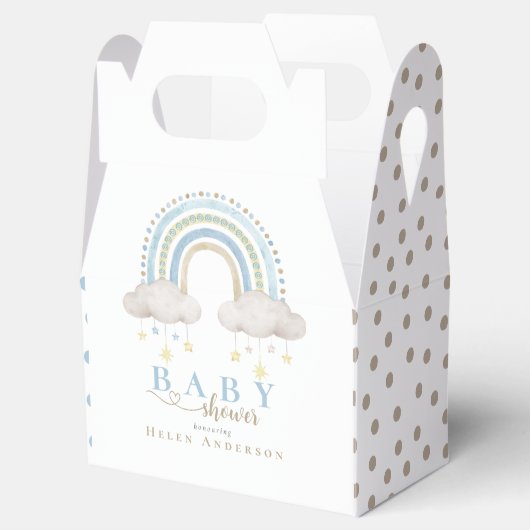 Elegant Baby shower Blue Whimsical Rainbow Boho Bedankdoosjes (Geopend)