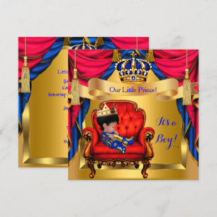 Elegant Baby shower Boy Prince Royal Blue Gold Kaart