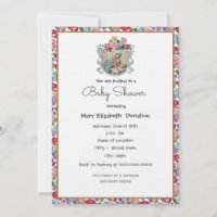 Élégant Baby shower catholique Invitation florale