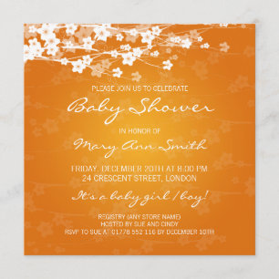 Elegant Baby shower Cherry Blossom Oranje Kaart