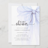 Elégant Baby shower de Bow bleu doux Invitation (Devant)
