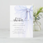 Elégant Baby shower de Bow bleu doux Invitation (Debout devant)