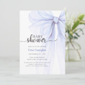 Elégant Baby shower de Bow bleu doux Invitation (Debout devant)