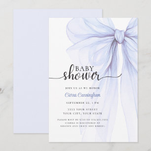 Elégant Baby shower de Bow bleu doux Invitation