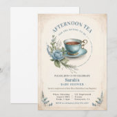 Elégant Baby shower de thé après-midi Invitation G (Devant / Derrière)