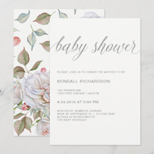 Elegant Baby shower   Delicate Floral Back Kaart