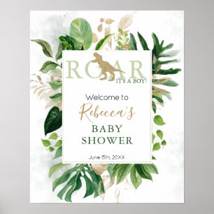 Élégant Baby shower Dinosaur affiche de bienvenue