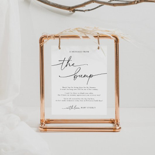 Elegant Baby shower Een bericht van het bump teken Poster