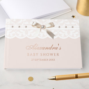 Elégant Baby shower en dentelle de corail rose Dus