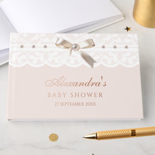 Elégant Baby shower en dentelle de corail rose Dus