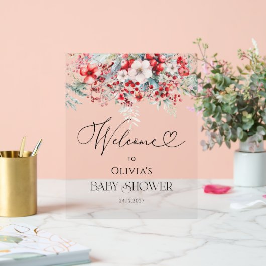 Elégant Baby shower Floral d'hiver Bienvenue (Mariage)