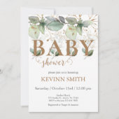 Elégant Baby shower Floral Invitation garçon (Devant)