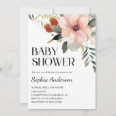 Elégant Baby shower floral Invitation pour fille (Devant)