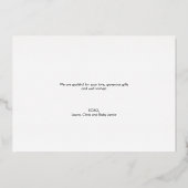 Elegant Baby shower foto bedankt voor script Folie Uitnodiging (Achterkant)