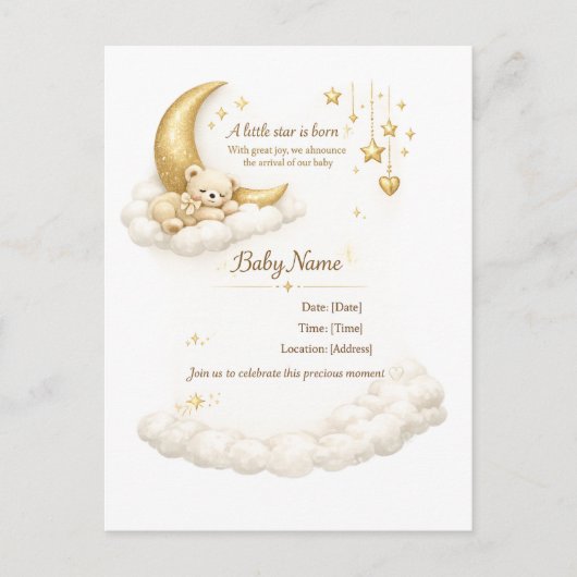 Elegant Baby Shower Invitation Briefkaart (Voorkant)