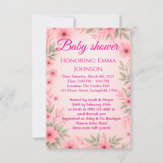Elegant Baby Shower Invitation for Girls Save The Date