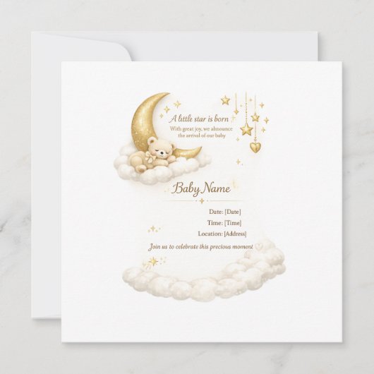 Elegant Baby Shower Invitation Kaart (Voorkant)