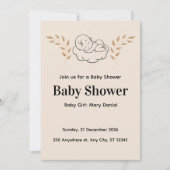 Elegant Baby Shower Invitation Modern Boho style (Devant)