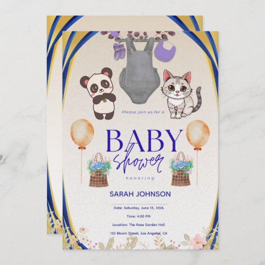 Elegant Baby Shower Invitation | Modern Minimalist (Devant / Derrière)