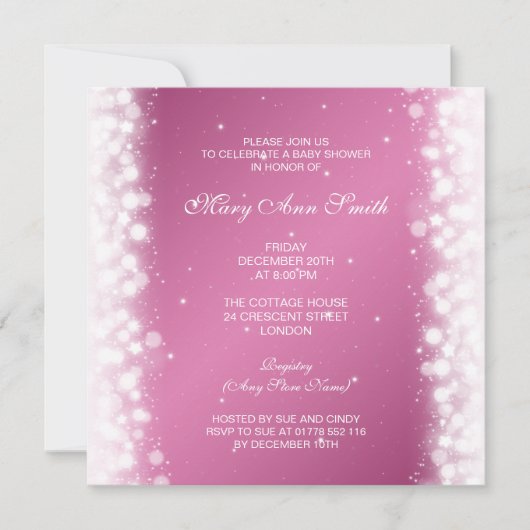 Elegant Baby shower Magic Sparkle Roze Kaart (Voorkant)