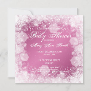 Elegant Baby shower Night Sparkle Pink Kaart
