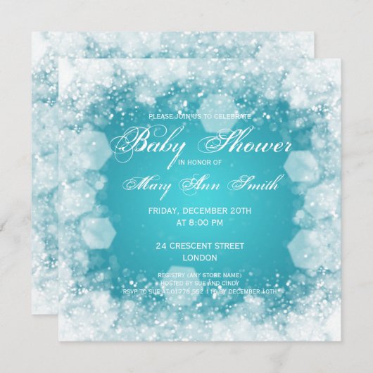 Elegant Baby shower Night Sparkle Turquoise Kaart (Voorkant / Achterkant)