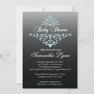 Elégant Baby shower noir bleu Ombre Invitation