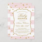 Elégant Baby shower rose or moderne Invitation (Devant / Derrière)