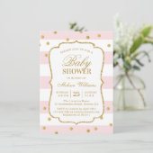 Elégant Baby shower rose or moderne Invitation (Debout devant)