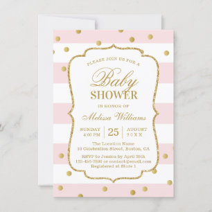 Elégant Baby shower rose or moderne Invitation