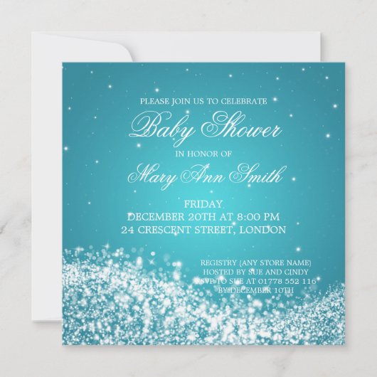 Elegant Baby shower Sparking Wave Turquoise Kaart (Voorkant)