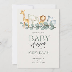 Elegant baby shower uitnodiging schattige dieren