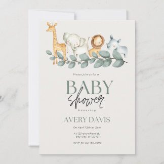 Elegant baby shower uitnodiging schattige dieren