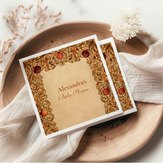 Elegant Baby shower van vruchten en bladeren Servet