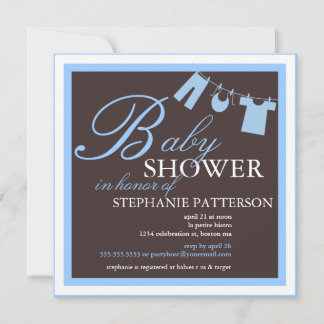 Élégant Baby shower Vêtements Ligne Invitation ble