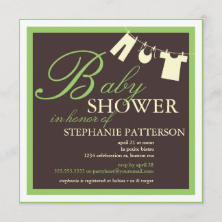 Élégant Baby shower Vêtements Ligne Invitation ver