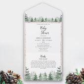 Elegant Baby shower Waterverf Pine-tree All In One Uitnodiging