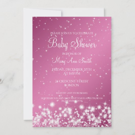 Elegant Baby shower Winter Sparkle roze Kaart (Voorkant)