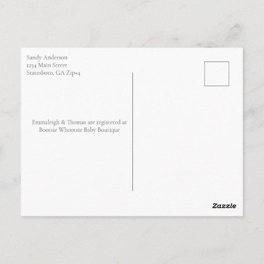 Elegant Baby Sprinkle White Roses Briefkaart (Achterkant)
