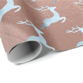 Elegant babyblauw kerstrendierpatroon cadeaupapier (Rol Hoek)