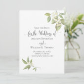 Elegant Baby's Breath Greenery Botanical Floral Save The Date (Staand voorkant)