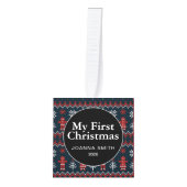 Elegant Baby's First Christmas Custom Name Photo  Kubus Ornament (Voorkant)