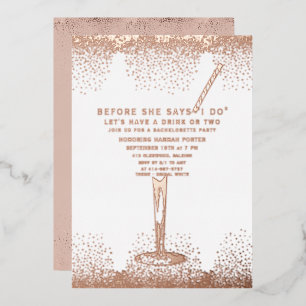 Elegant Bachelorette Invitation   Roos Gold Folie Uitnodiging