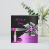 Elegant Bachelorette Party roze zwarte lipstick Kaart (Staand voorkant)