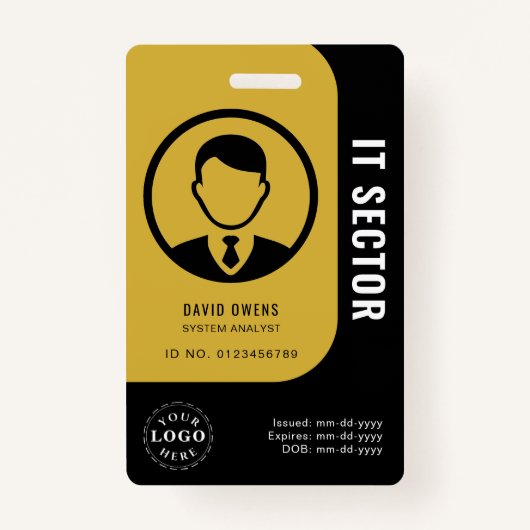 Élégant Badge Noir Or pour les professionnels de l (Devant)