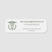 Élégant Badge Nom Vétérinaire DVM Caducée Classiqu (Devant)