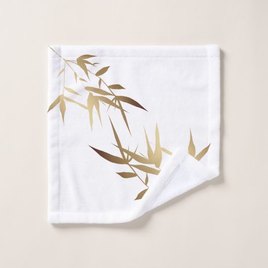 Elégant bain asiatique blanc or Bambou (Gant de toilette)